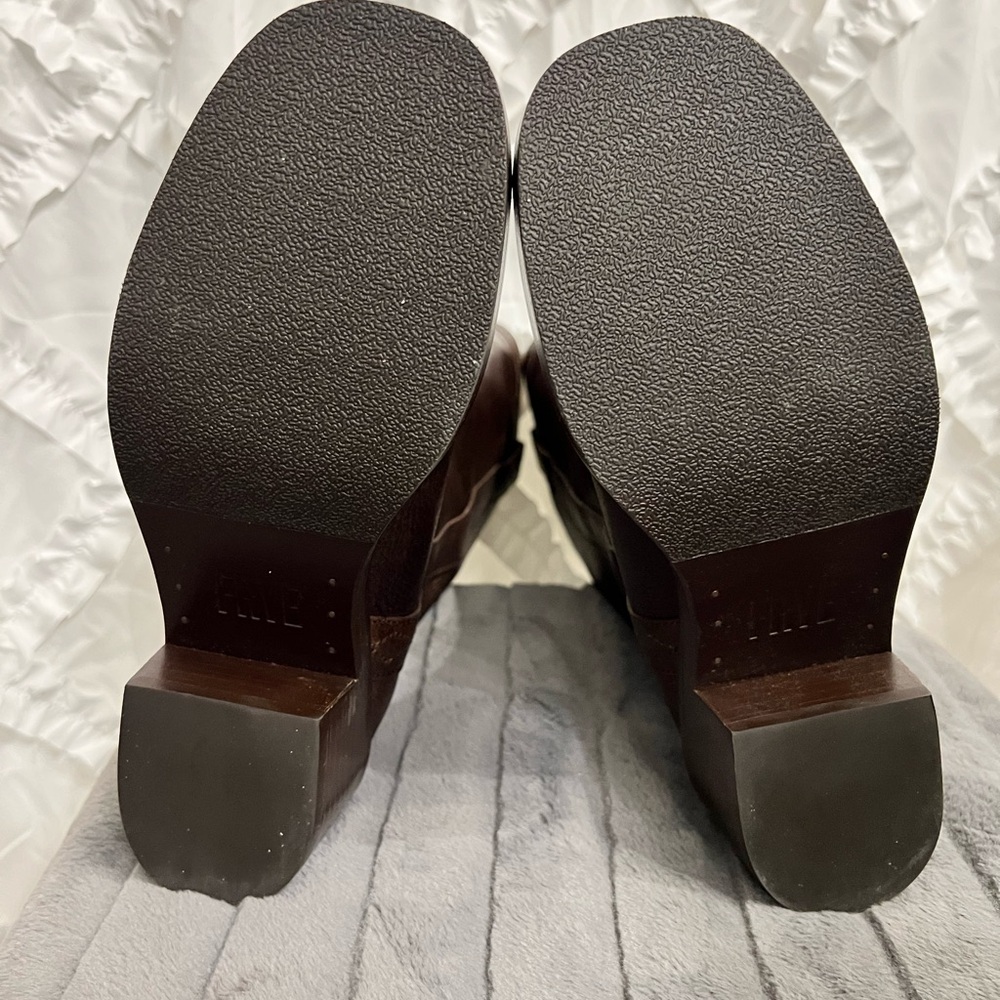 Frye Kate Pull On Tall Boots Dark Brown Pebble Leather NIB - Picture 8 of 15